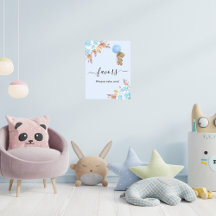 Baby shower teddy beermerg blauwe pampas gras bevo