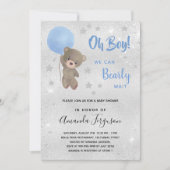 Baby shower teddy beestje blauw kaart (Voorkant)