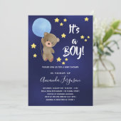 Baby shower teddy bek kaart (Staand voorkant)