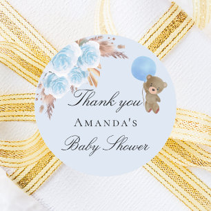 Baby shower teddy bek ronde sticker