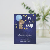 Baby shower teddy bek uitnodiging briefkaart (Staand voorkant)