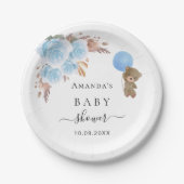 Baby shower teddy berenbok papieren bordje (Voorkant)