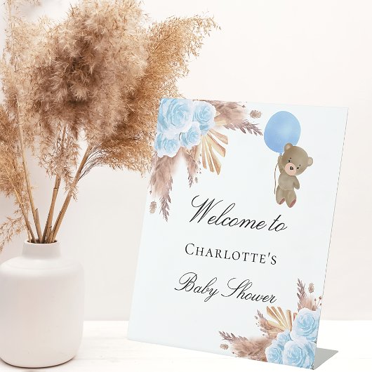 Baby shower teddy berenbok reclamebord met voetstuk