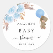 Baby shower teddy berenbok ronde sticker (Voorkant)