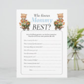 Baby Shower teddy Bloemen Jongen Wie Kent Moeders  Kaart (Staand voorkant)