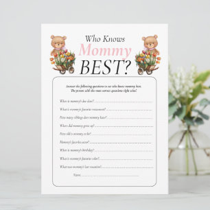 Baby Shower teddy bloemen Meisje Wie Weet Mamma Kaart