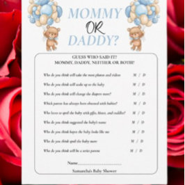 Baby shower Teddy Blue mama of papa Kaart