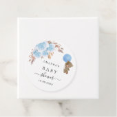 Baby shower teddy blue pampas gras bedankt bedankjes labels (In situ)
