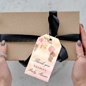 Baby Shower teddy blush pampas gras bedankje  Cadeaulabel