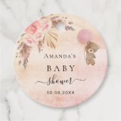 Baby shower teddy blush pampas gras bedankt bedankjes labels (Voorkant)