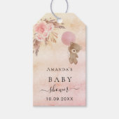 Baby Shower teddy blush pampasgras bedankje Cadeaulabel (Voorkant)