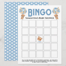 Baby Shower Teddy Boy Borrelende Blauwe Bingo Game Kaart