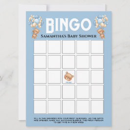 Baby Shower Teddy Boy Bubbel Blauwe Bingo Kaart