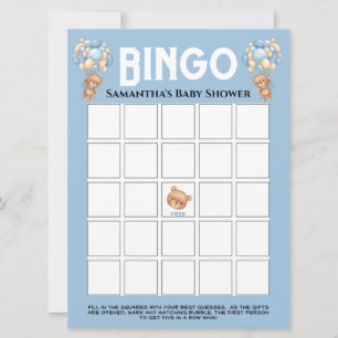 Baby Shower Teddy Boy Bubbel Blauwe Bingo Kaart