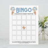 Baby Shower Teddy Boy Bubbly Blauwe Bingo Spel  Kaart (Staand voorkant)