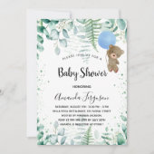 Baby shower teddy boy eucalyptusbos kaart (Voorkant)