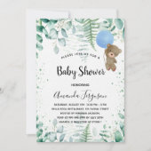 Baby shower teddy boy eucalyptusbos luxe kaart (Voorkant)