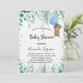 Baby shower teddy boy eucalyptusbos luxe kaart (Staand voorkant)