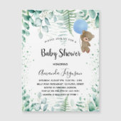 Baby shower teddy boy eucalyptusbos magnetische uitnodiging (Voorkant)