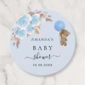Baby shower teddy boy pampas gras bedankt bedankjes labels (Voorkant)