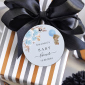 Baby shower teddy boy pampas gras bedankt bedankjes labels