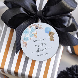 Baby shower teddy boy pampas gras bedankt bedankjes labels