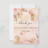 Baby shower teddy draagt papegaaien bloemen bedankkaart (Voorkant)