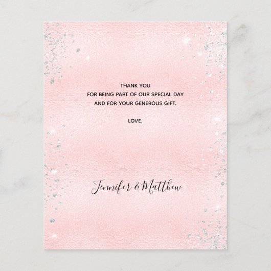 Baby shower teddy draagt roze dank je creditcard (Achterkant)