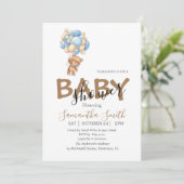 baby shower Teddy feestuitnodigingen Aankondiging (Staand voorkant)
