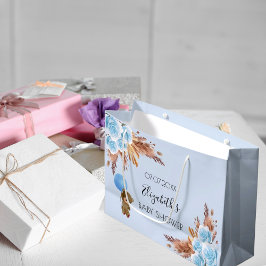 Baby shower teddy floral pampa blue boy groot cadeauzakje