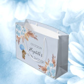 Baby shower teddy floral pampa blue boy groot cadeauzakje