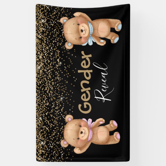 Baby shower Teddy Geslacht Onthulling Uitnodiging Spandoek (Verticaal)