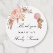 Baby shower teddy girl pampas gras bedankt bedankjes labels (Voorkant)