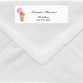 Baby shower teddy heeft een roze retouradres etiket