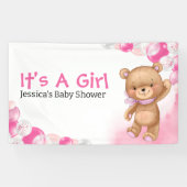 Baby shower Teddy Het is een meisje Spandoek (Horizontaal)