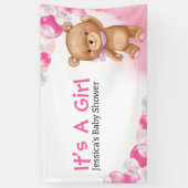 Baby shower Teddy Het is een meisje Spandoek (Verticaal)
