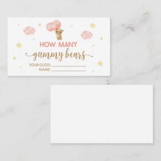 Baby Shower Teddy Hoeveel Gummibeertjes Spelkaarte Informatiekaartje (Voorkant / Achterkant)