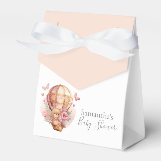 Baby shower Teddy Hot Air ballon, we wachten af Bedankdoosjes (Voorkant Zijde)
