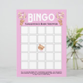 Baby Shower Teddy Jongen Borrelende Roze Bingo  Kaart (Staand voorkant)