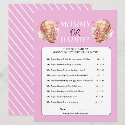 Baby shower Teddy Mouse of Dad Hot Air Balloon Kaart (Voorkant / Achterkant)