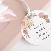 Baby shower teddy pampas gras blush bedankt bedankjes labels