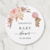 Baby shower teddy pampas gras blush bedankt bedankjes labels (Voorkant)