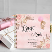 Baby shower teddy pampas roze notitieboek