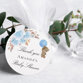 Baby Shower teddy pampasgras blauwe dank je Bedankjes Labels