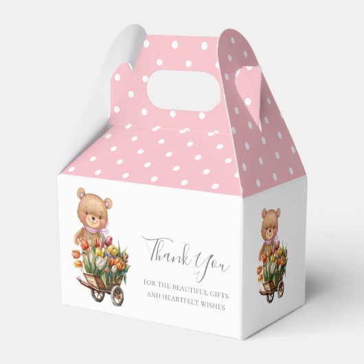 Baby shower Teddy Soft Pink Floral Rustic Bedankdoosjes (Achterkant)