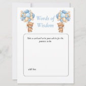Baby Shower Teddy Wijsheid Blauw  stippen Kaart (Voorkant)