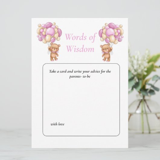 Baby shower Teddy Wisdom Pink poker stippen Kaart (Staand voorkant)