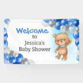 Baby shower Teddyballonnen Blauw Spandoek (Horizontaal)