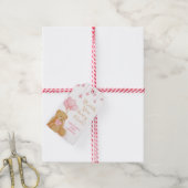 Baby shower teddybear roze ballonstralen cadeaulabel (Met Touw)