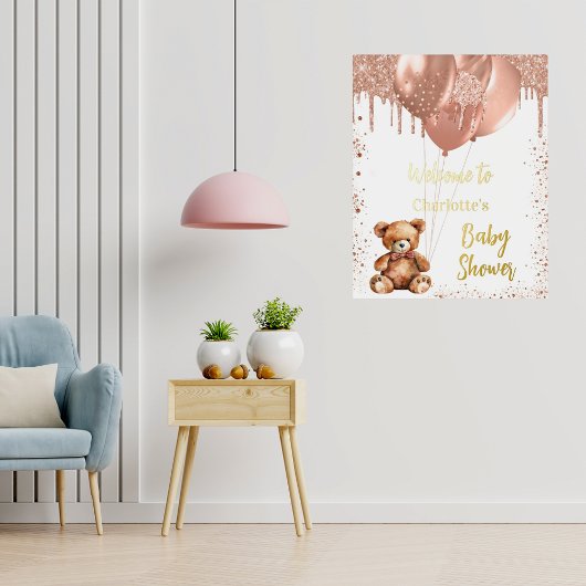 Baby shower teddybeer ballons folie afdrukken